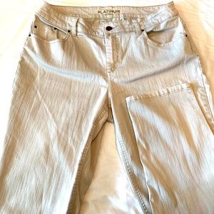 Chico's Platinum Beige Denim Skimmer Size 2 (Wome… - image 1